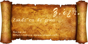 Zakócs Ágnes névjegykártya
